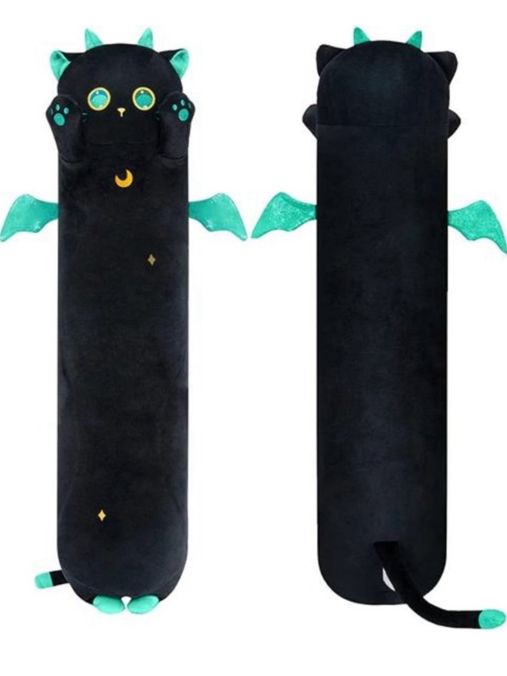 NWT 36” MeWaii Kawaii Black Dragon Cat Plush Body Pillow - Long & Magical!